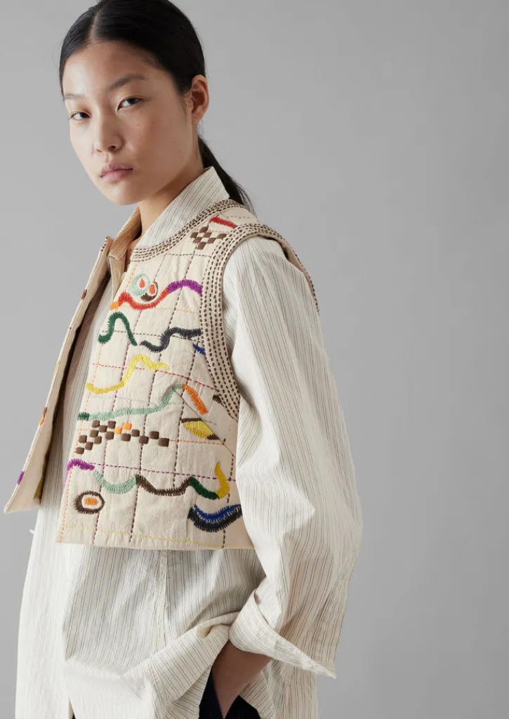 TOAST Abstract Hand Embroidered Gilet-Women Coats & Jackets