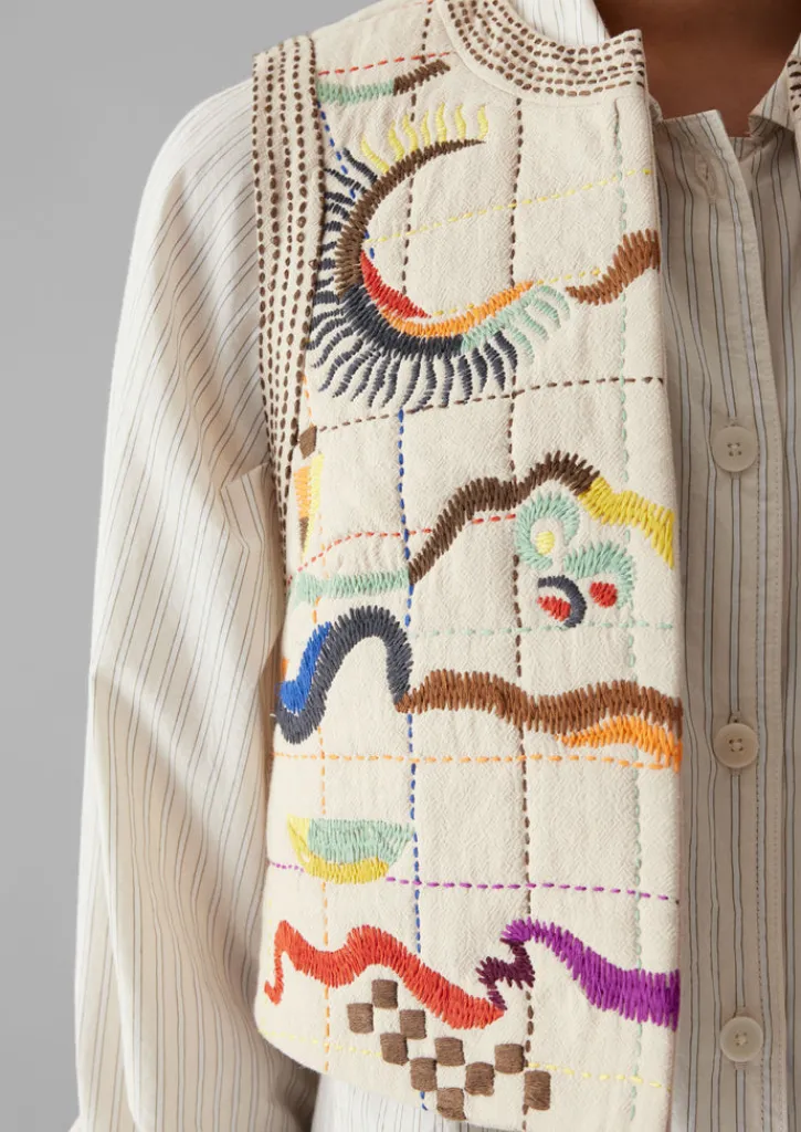 TOAST Abstract Hand Embroidered Gilet-Women Coats & Jackets