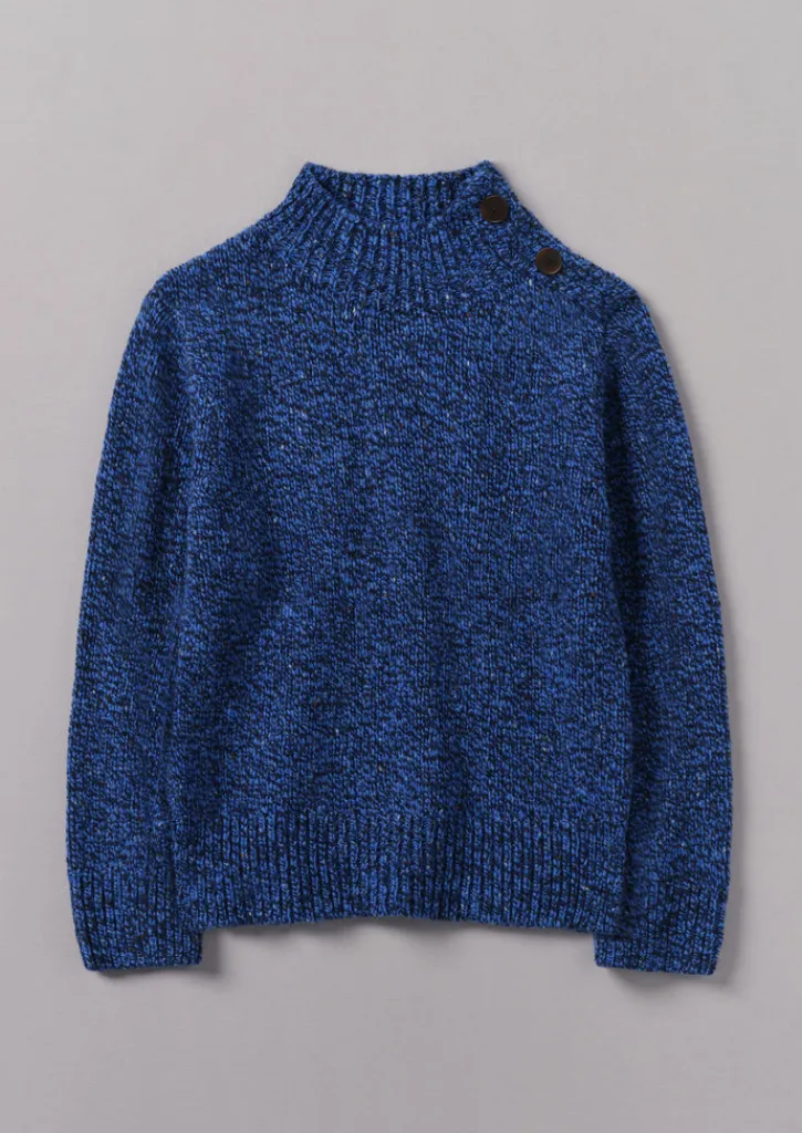 TOAST Button Shoulder Marled Donegal Wool Sweater-Women Knitwear