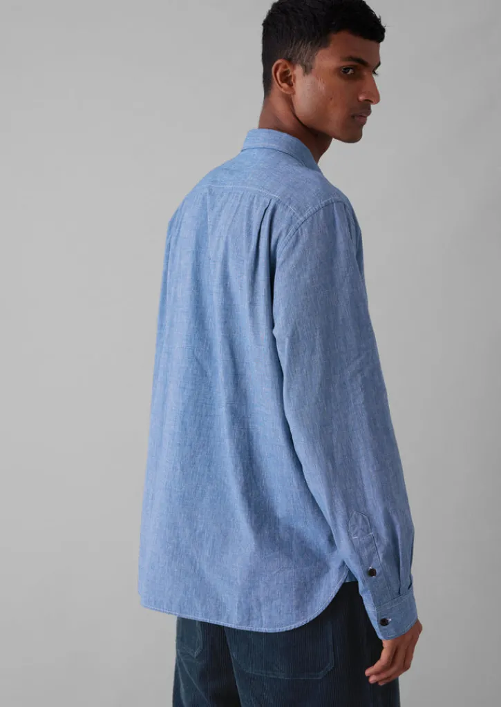 TOAST Chambray Cotton Linen Shirt- Linen|Workwear