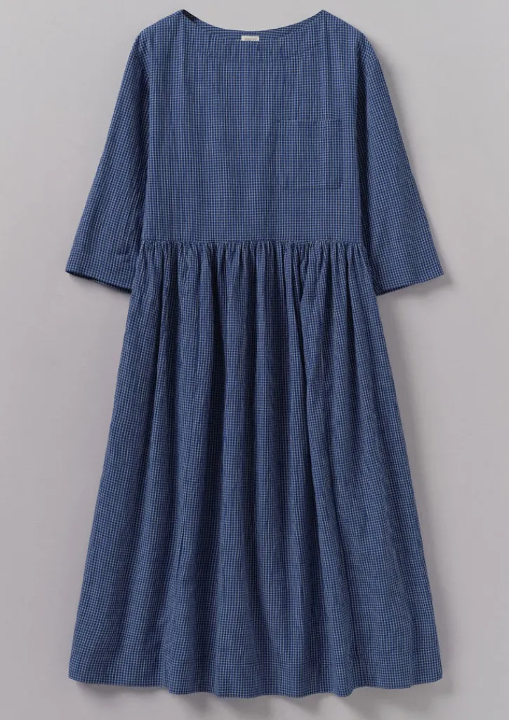 TOAST Check Crinkle Cotton Boat Neck Dress-Women Loungewear|Dresses
