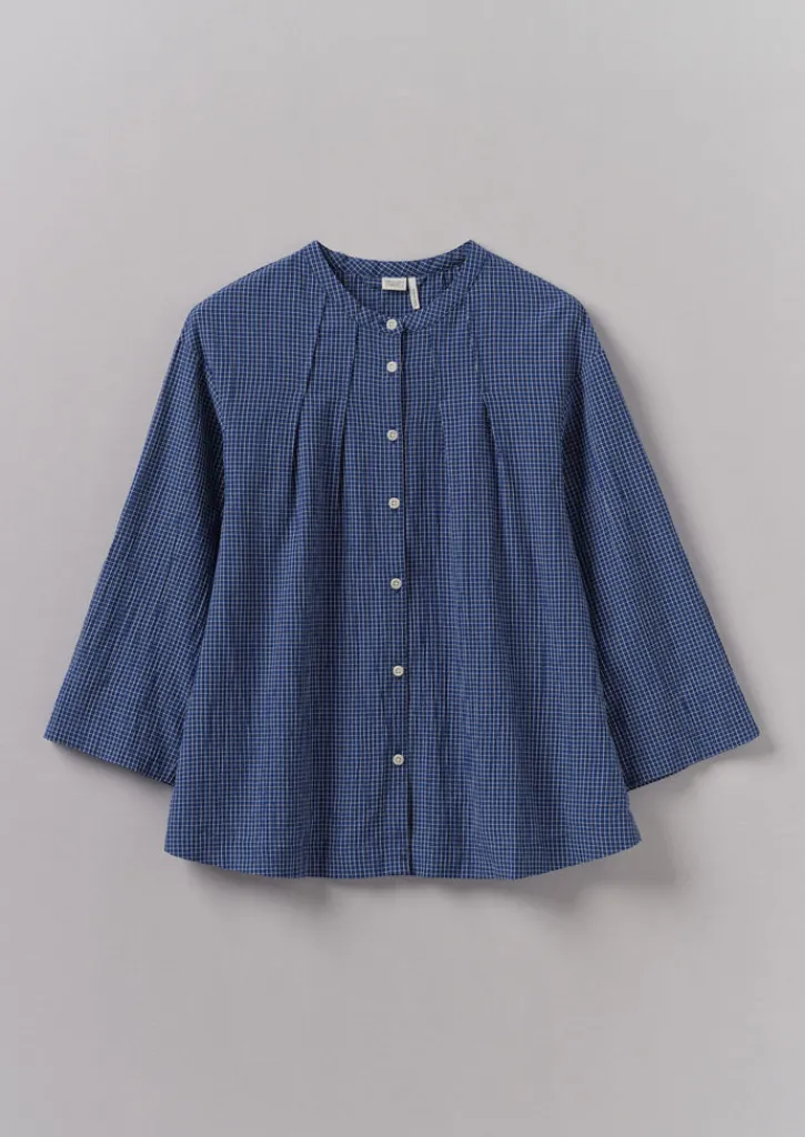 TOAST Check Crinkle Cotton Tie Shirt-Women Loungewear|Tops & Tees