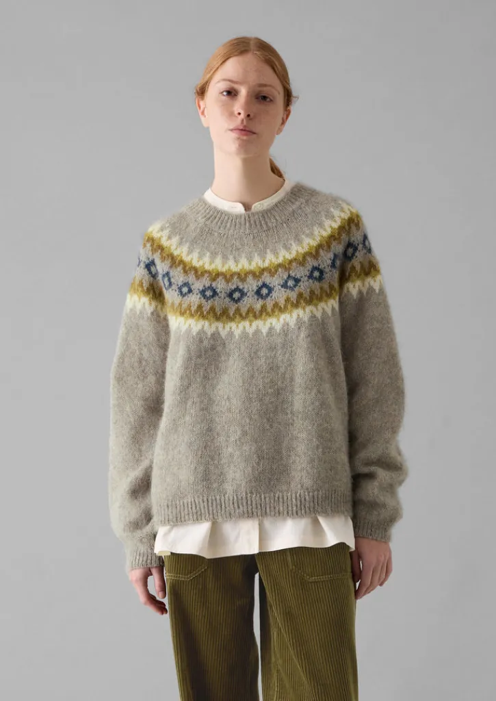 TOAST Fair Isle Yoke Mohair Blend Easy Sweater-Women Knitwear