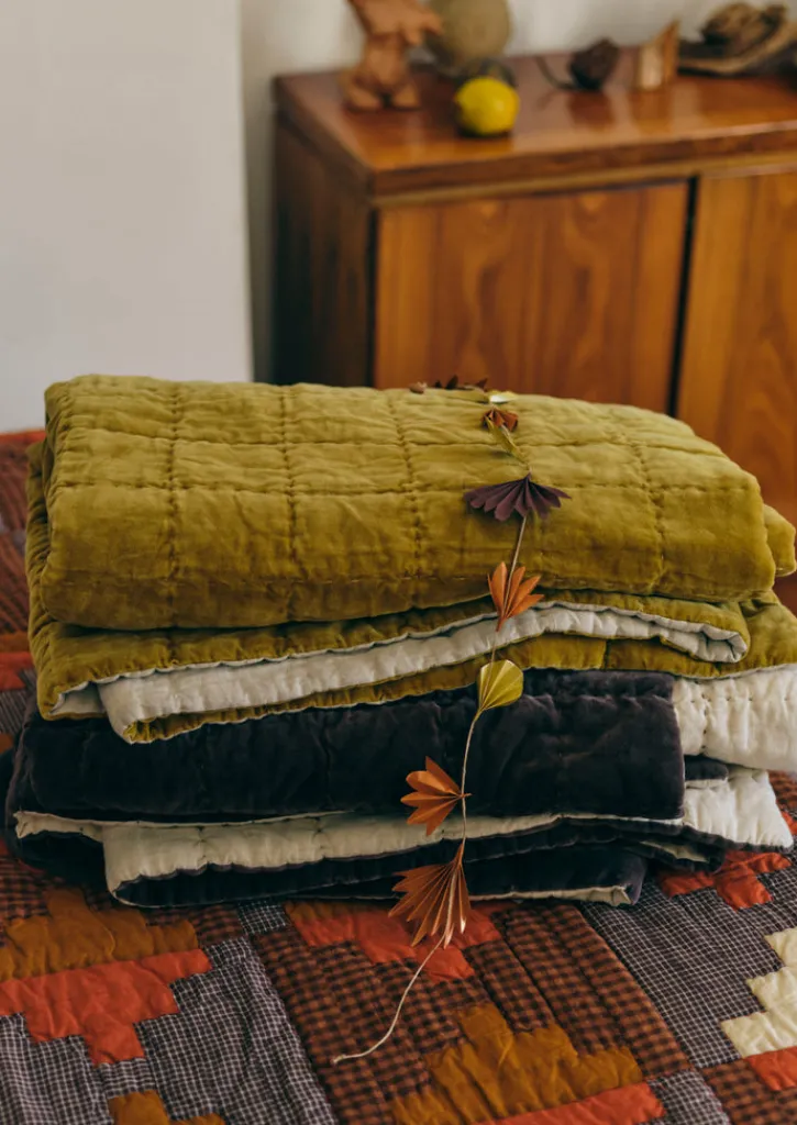 TOAST Hand Stitched Velvet Quilt- Textiles|Blankets & Throws