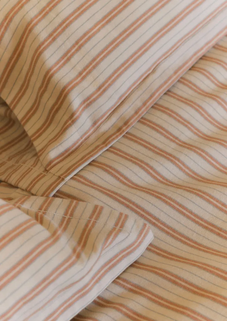 TOAST Ines Flannel Stripe Cotton Duvet Cover- Textiles|Bed Linen