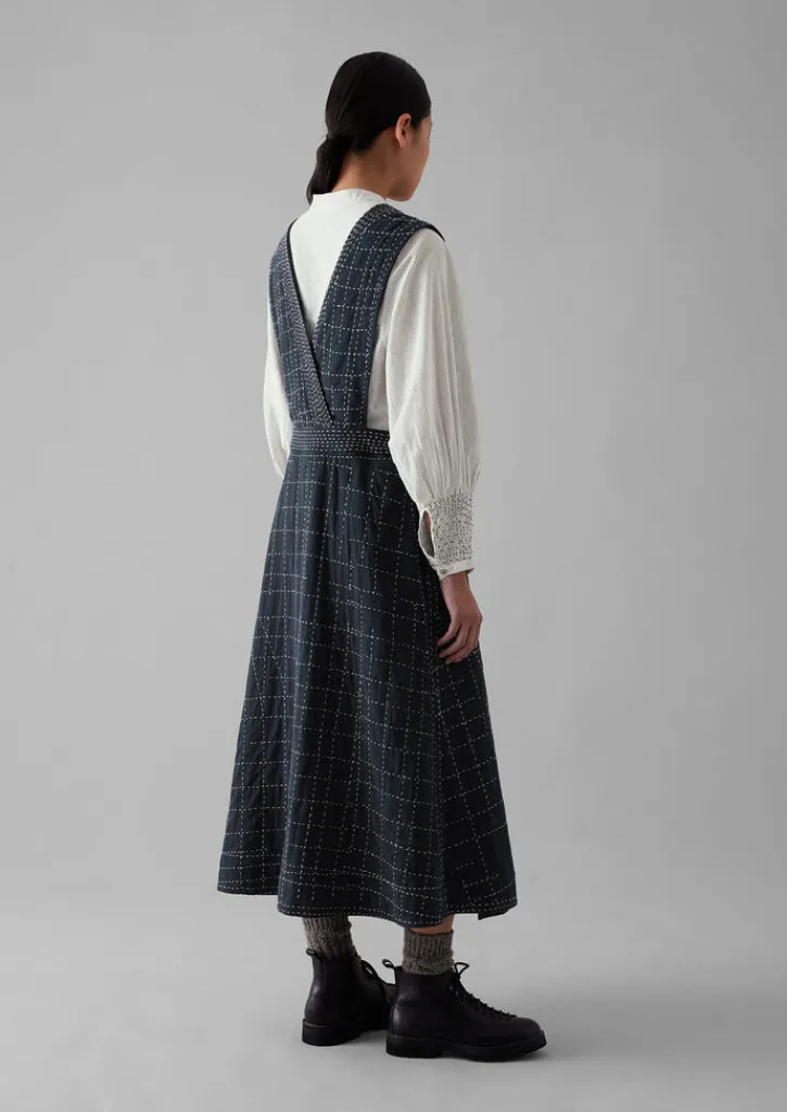 TOAST Kantha Stitched Wrap Pinafore Dress-Women Dresses