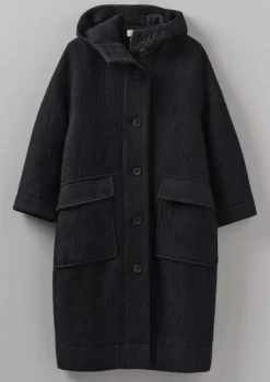 TOAST Navy Wool Hooded Coat-Women Coats & Jackets