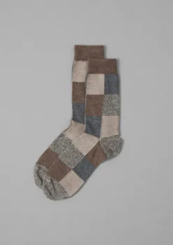 TOAST Rove Patchwork Wool Socks-Women Socks & Tights