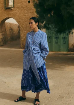 TOAST Stripe Poplin Wrap Front Shirt-Women Tops & Tees